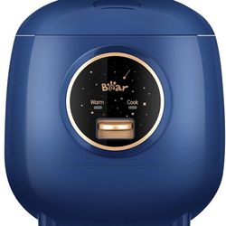 Bear Mini Rice Cooker 2 Cups Uncooked, 1.2L Portable Non-Stick Small Travel Rice Cooker, BPA Free, One Button to Cook and Keep Warm Function, Blue
