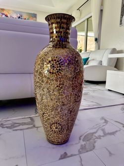 Large Mosaic Glass Floor Vase 25”