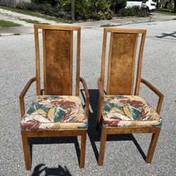 Vintage Mid Century Thomasville Burl Dining Chairs 