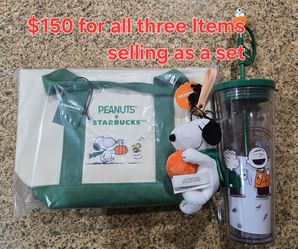 Starbuck Snoopy tote,  bag charm and Cold cup