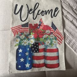Garden Flag Patriotic Decoration Welcome USA Flag Flower Pot