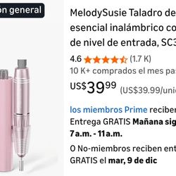 MelodySusie Essential Cordless Nail Drill with Entry-Level Clip, SC300F 30000RPM with LCD Screen for All Forms of Manicure and Gel Removal, Ideal for 