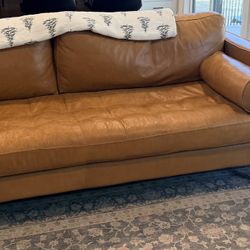Article Genuine Leather Couch And Side Table 