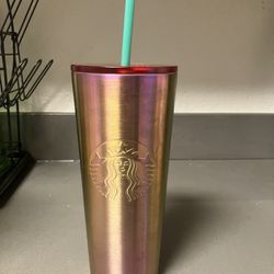 Pink Crome/iridescent Starbucks Cup  