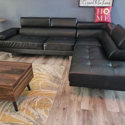 Large Real Leather Modern L-Shape Sectional 