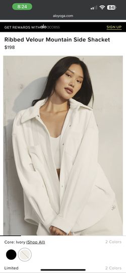 Alo Yoga☆ Ribbed Velour Mountain Side Shacket アイボリー Ribbed Velour Mountain Side Shacket - Ivory | Alo Yoga