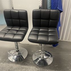 All Black Leather Barstools, No Rips Brand New Up-And-Down Lever