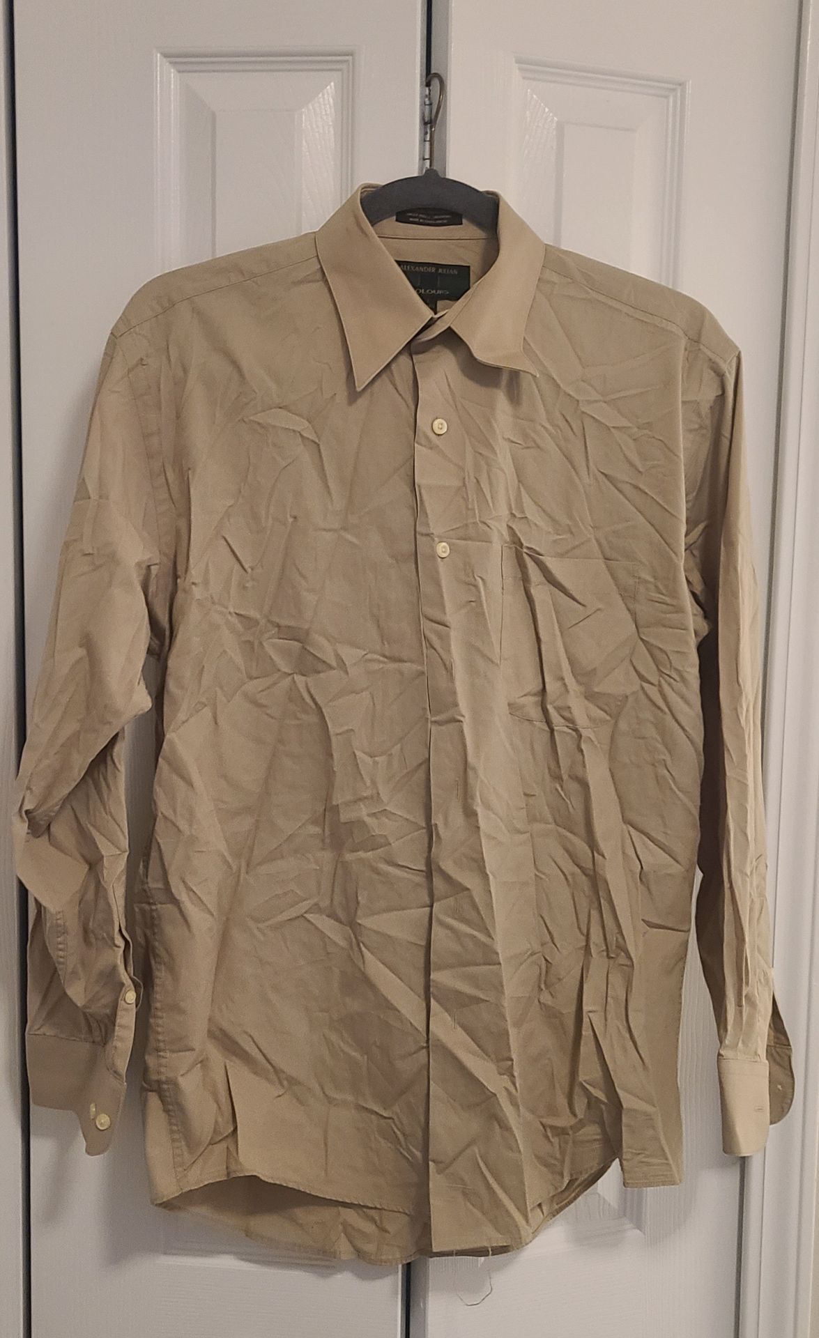 Alexander Julian Colours Long Sleeve Shirt Size 14-14.5 32/33 Tan