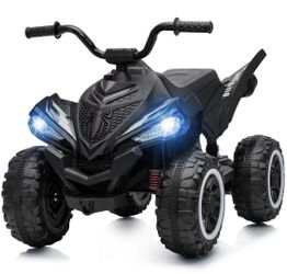 Kids’ Electric Ride-On ATV / Four-Wheeler – Black  Black battery-powered ride-on four-wheeler for kids