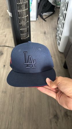 new era navy blue with red brim dodger hat