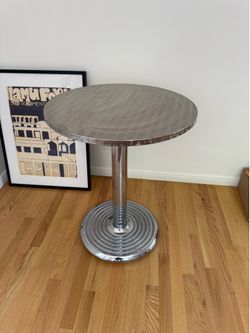 Vintage Art Deco Chrome Bistro Pedestal Table