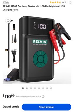RESVIN 1500A Car Jump Starter with LED Flashlight and USB Charging Ports