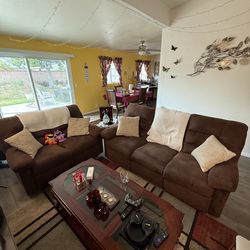 [ESTATE SALE] Brown Suede Sofas