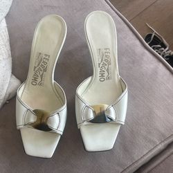 ferragamo slides with small kitten hill