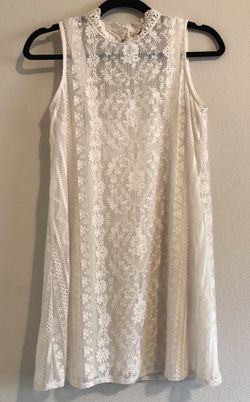 Adorable Sleeveless Laced 2-Layer Short Dress White S