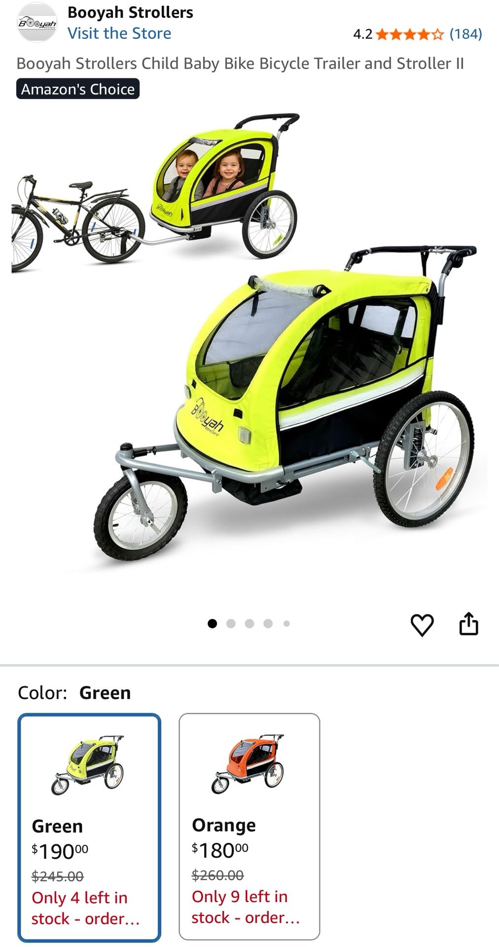 Booyah Strollers Child Baby Bike Bicycle Trailer and Stroller II