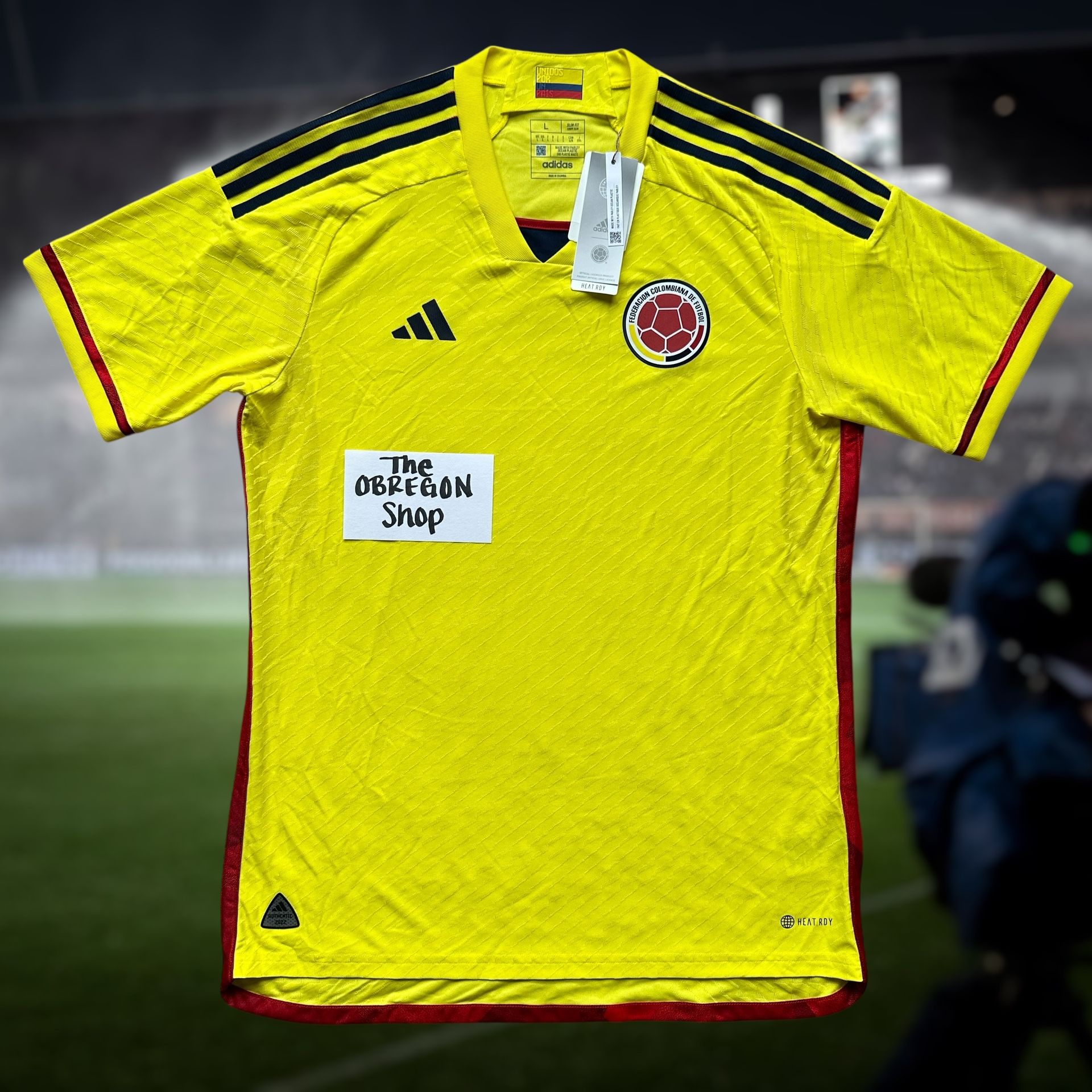 ADIDAS COLOMBIA 2022 HOME AUTHENTIC SOCCER FUTBOL JERSEY MENS SIZE LARGE YELLOW RED NEW