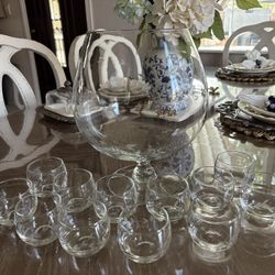 Princess House Crystal Punch Bowl Set 12 Cups 