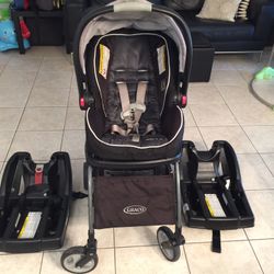 Car Seat, Stroller And Two Bases