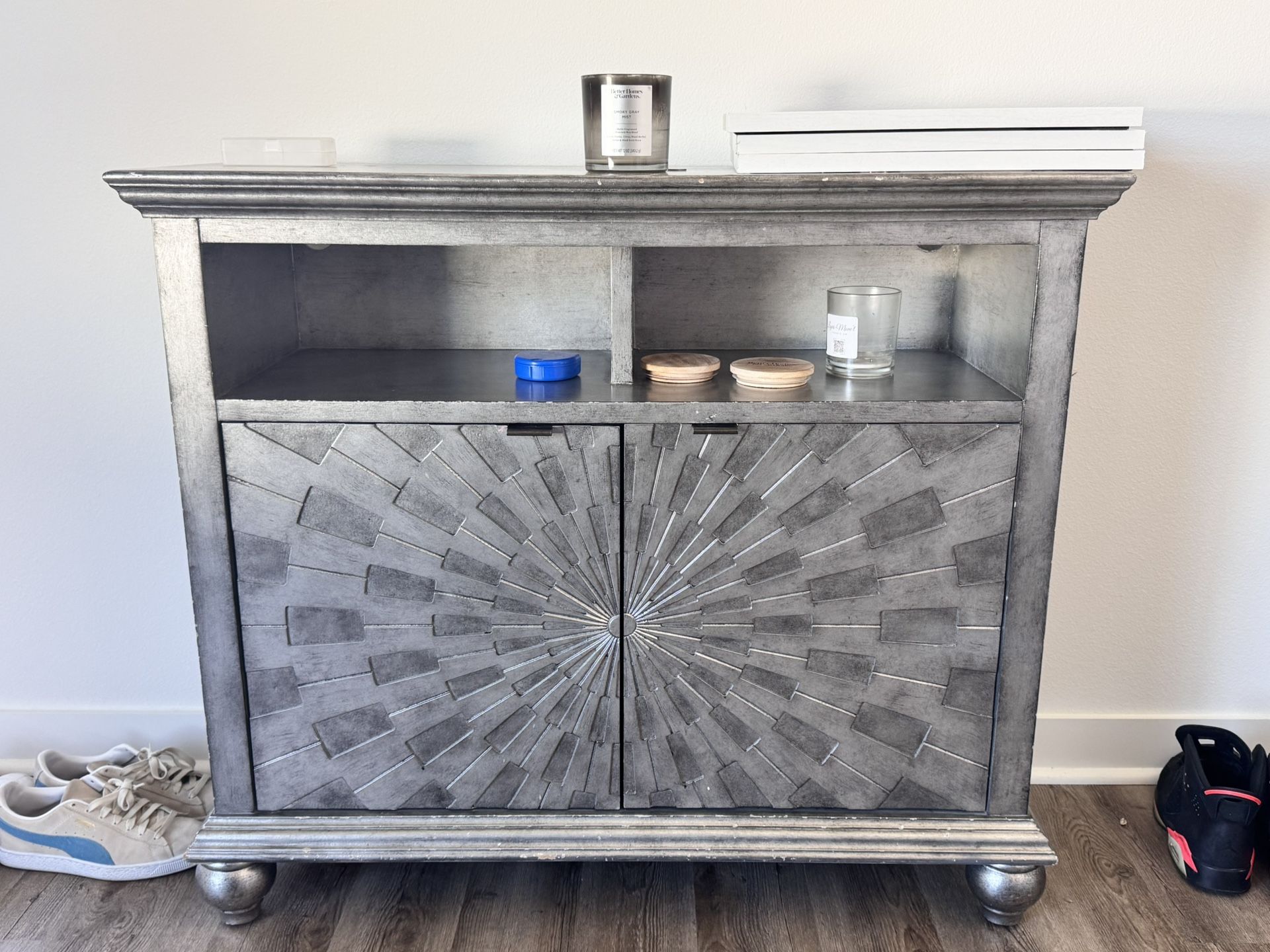 OSP Home Furnishings Giordano Storage Cabinet in Antique Zinc Finish ASM