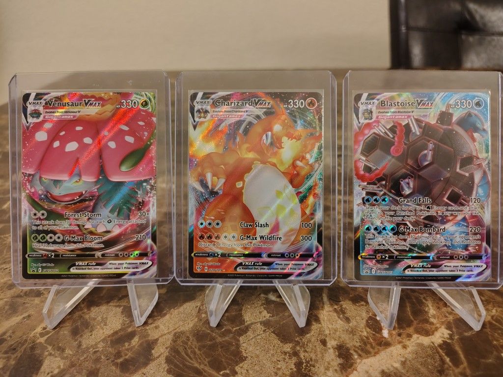 Charizard Blastoise and Venusaur VMax Set🔥