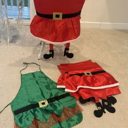 4 Christmas Chair Covers And 1 Kitchen Apron 