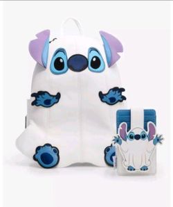 LOUNGEFLY DISNEY STITCH GHOST BACKPACK AND CARD HOLDER GLOW IN THE DARK SET BRAND NEW WITH TAGS--PRICE IS FIRM