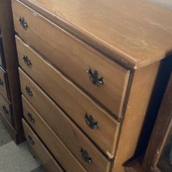 Five Drawer Light Wood Dresser