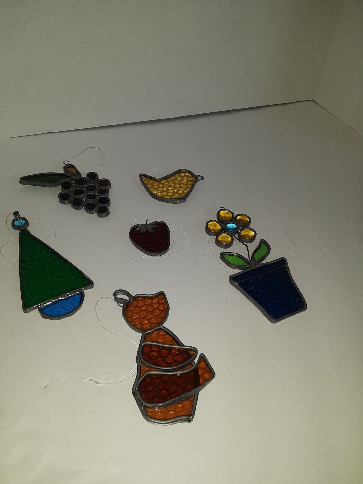 6-Vintage Lead Stained Glass Sun Catchers