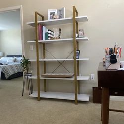 Brand new elegant and sturdy White and gold bookshelf 