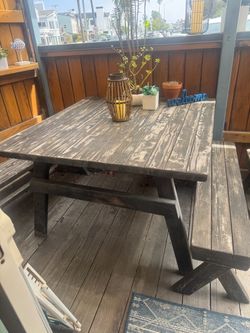 Wooden picnic table