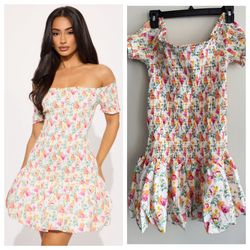 Floral Off-Shoulder Fit and Flare Junior Size XL Dress New