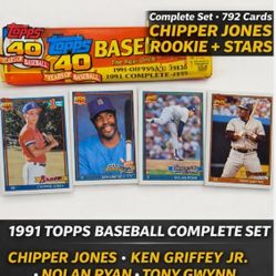 1991 Topps Baseball complete Set 792 cards Chipper Jones Rookie+ Stars