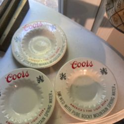 3 1960s Coors Ashtrays