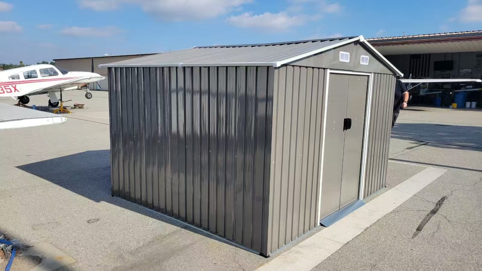(New in box need assemble)10x8 8’ L x 10’ W x 6.’ H galvanized steel Metal Storage Shed Outdoor Garden Backyard 8’x10’ Storage
