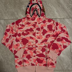 pink camo bape zipup