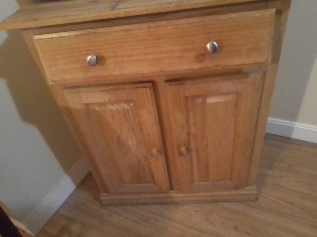 All Wood Hutch With One Drawer And Storage At The Bottom