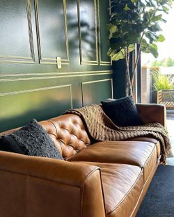 Essex Tan Leather Tufted Sofa