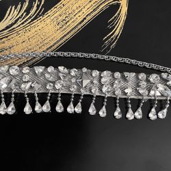 DeMarcus Alexan Crystal Dangle Choker Necklace 