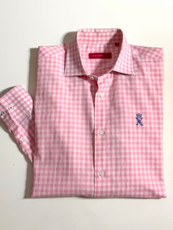 VICOMTE Men's Long Sleeve Shirt Cotton Slim Fit Made in France Embroidered Logo  Size M