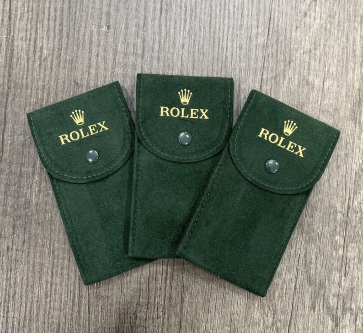 3 Qty Rolex Watch Travel Pouch Green Sealed W Insert No Crease 2 Day Shiping AUTHENTIC