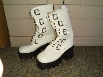 White platform boots
