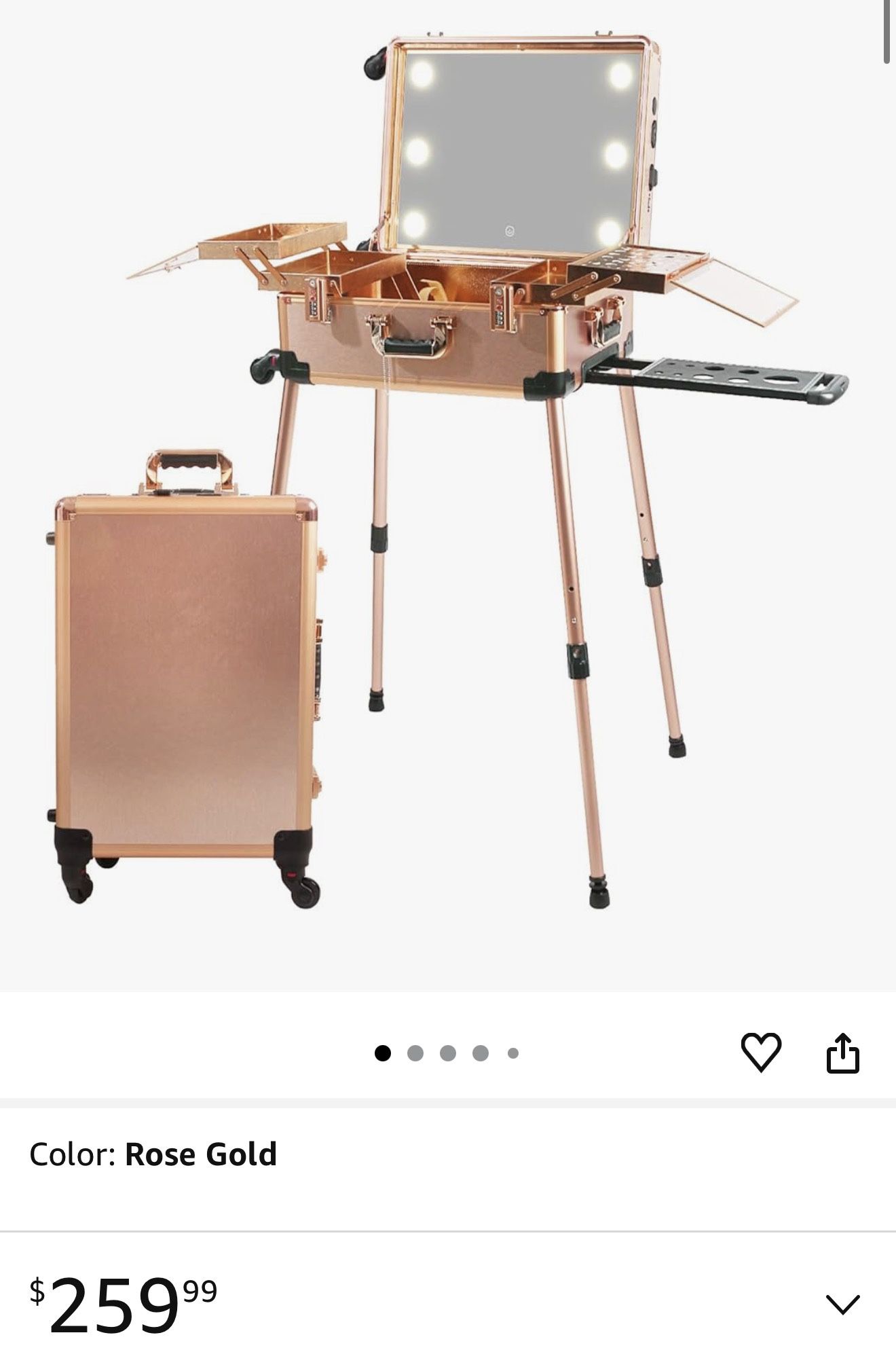 Large Makeup Train Case with Speaker & Code Lock & Full Screen Lighted Mirror