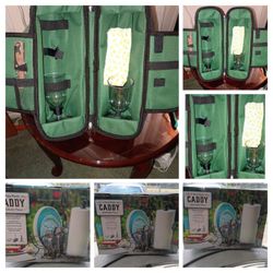 Wine Picnic Carrier And 3 Piece Picnic Caddy