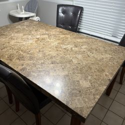 Granite Dining Room Table & Chairs