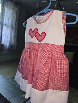 Girls Red Gingham Heart Appliqué Dress 3 dresses for the price.