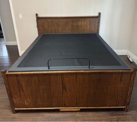 Queen size custom hardwood storage bed