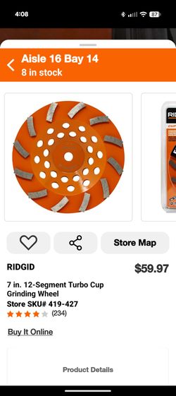 RIDGID 7 in. 12-Segment Turbo Cup Grinding Wheel
