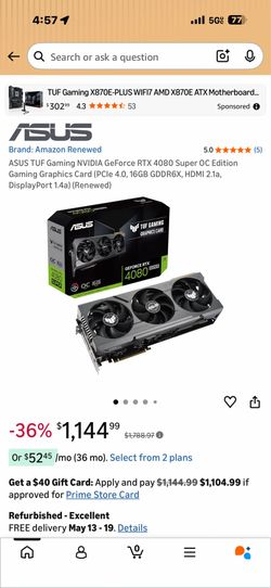 GeForce ASUS 4080 16G