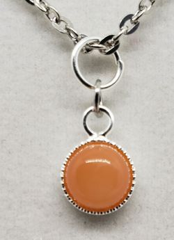 Natural Orange Moonstone Silver Necklace